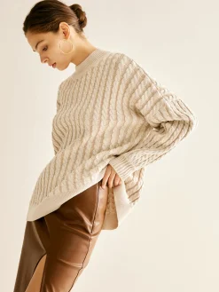COMMENSE Minimalist Plain Cable Sweater* Sweater Tops|Sweaters & Cardigans