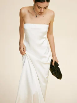 COMMENSE Minimalist Plain Draped Tube Dress* White Dresses|Cocktail & Party Dresses