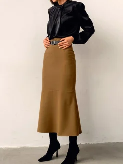 COMMENSE Minimalist Plain Skirt Without Belt* Skirts|Bottoms