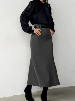 COMMENSE Minimalist Plain Skirt Without Belt* Skirts|Bottoms