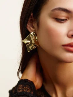 COMMENSE Minimalist Pleated Stud Earrings* Earrings|Accessories