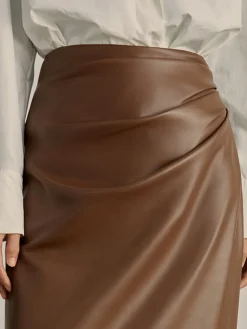 COMMENSE Minimalist PU Leather Skirt* Skirts|Bottoms