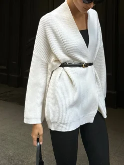 COMMENSE Minimalist Ribbed Belted Cardigan* Cardigans|Sweaters & Cardigans