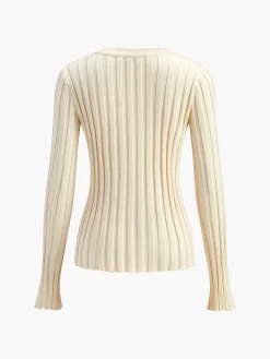 COMMENSE Minimalist Ribbed Sweater* Sweater Tops|Sweaters & Cardigans