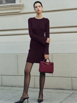 COMMENSE Minimalist Ribbed Sweater Short Dress* Sweater Dresses|Work Dresses