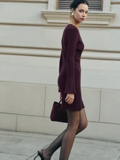 COMMENSE Minimalist Ribbed Sweater Short Dress* Sweater Dresses|Work Dresses