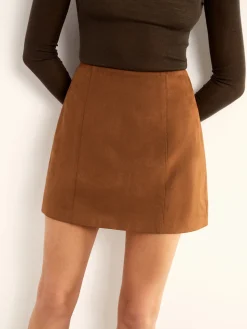 COMMENSE Minimalist Suede Mini Skirt* Skirts|Matching Sets