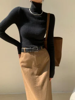 COMMENSE Minimalist Turtleneck Skinny Sweater* Sweater Tops|Sweaters & Cardigans