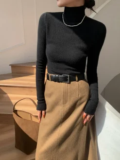 COMMENSE Minimalist Turtleneck Skinny Sweater* Sweater Tops|Sweaters & Cardigans
