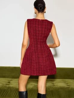 COMMENSE Minimalist Tweed Tank Short Dress* Wedding Guest Dresses|Dresses