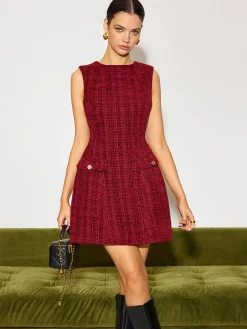 COMMENSE Minimalist Tweed Tank Short Dress* Wedding Guest Dresses|Dresses