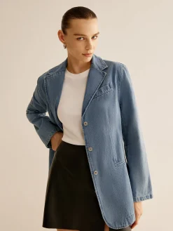 COMMENSE Minimalist Washed Denim Jacket* Outerwear|Jackets