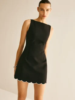 COMMENSE Minimalist Wave Trim Tank Dress* Black Dresses|Casual Dresses