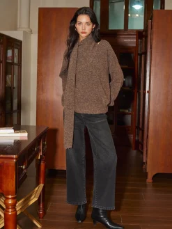 COMMENSE Minimalist Wool-Blend Scarf Sweater* Sweater Tops|Sweaters & Cardigans