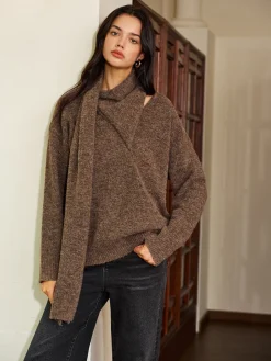 COMMENSE Minimalist Wool-Blend Scarf Sweater* Sweater Tops|Sweaters & Cardigans