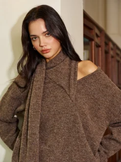 COMMENSE Minimalist Wool-Blend Scarf Sweater* Sweater Tops|Sweaters & Cardigans