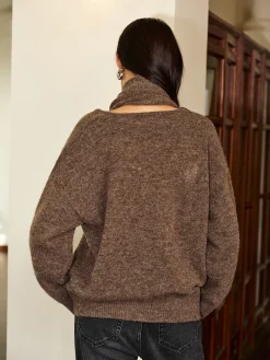 COMMENSE Minimalist Wool-Blend Scarf Sweater* Sweater Tops|Sweaters & Cardigans
