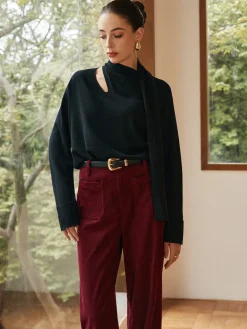 COMMENSE Minimalist Wool-Blend Scarf Sweater* Sweater Tops|Sweaters & Cardigans
