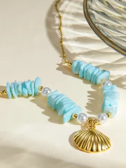 COMMENSE Mint Pearl Shell Necklace* Necklaces|Accessories