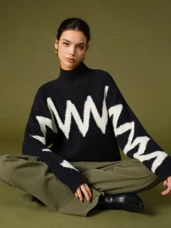 COMMENSE Mock Neck Contrast Binding Sweater* Sweater Tops|Sweaters & Cardigans