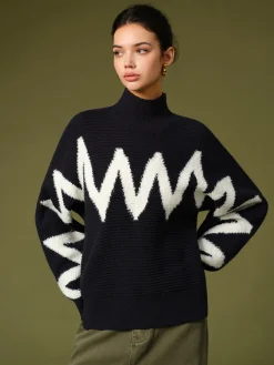 COMMENSE Mock Neck Contrast Binding Sweater* Sweater Tops|Sweaters & Cardigans
