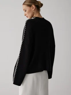 COMMENSE Mock Neck Contrast Knit Sweater* Sweater Tops|Sweaters & Cardigans