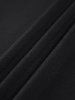 COMMENSE Mock Neck Oblique Cutout Rib Long Sleeve Short Dress* Black Dresses|Sweater Dresses