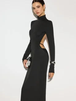 COMMENSE Mock Neck Open Back Long Dress* Dresses