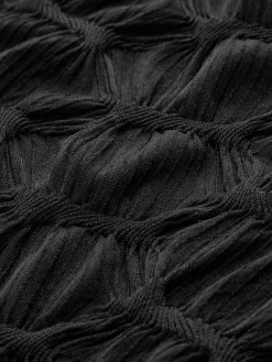 COMMENSE Mock Neck Plisse Detailed Dress* Black Dresses|Casual Dresses