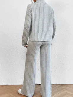 COMMENSE Mock Neck Ribbed Cozy Pants Set* Pants Sets|Matching Sets