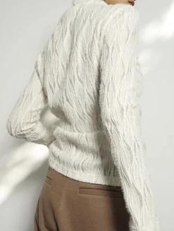 COMMENSE Mock Neck Semi-Sheer Plisse Top* T-shirts|Tops