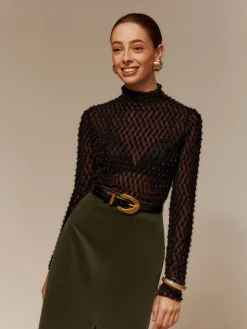COMMENSE Mock Neck Semi-Sheer T-Shirt* T-shirts|Matching Sets