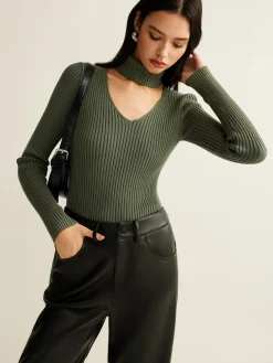 COMMENSE Mock Neck Skinny Knit Top* Sweater Tops|Sweaters & Cardigans