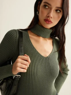 COMMENSE Mock Neck Skinny Knit Top* Sweater Tops|Sweaters & Cardigans