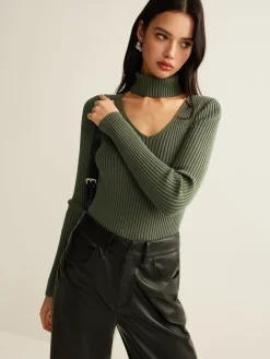 COMMENSE Mock Neck Skinny Knit Top* Sweater Tops|Sweaters & Cardigans