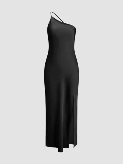 COMMENSE Moonlight Open Back Satin Slit Long Dress* Cocktail & Party Dresses|Summer Dresses