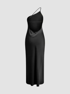 COMMENSE Moonlight Open Back Satin Slit Long Dress* Cocktail & Party Dresses|Summer Dresses