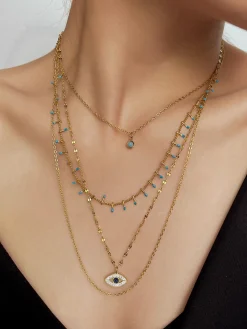 COMMENSE Multi-Layer Rhinestone Evil Eye Pendant Necklace* Necklaces|Accessories