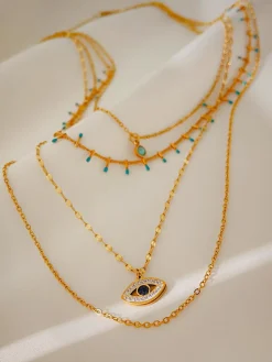 COMMENSE Multi-Layer Rhinestone Evil Eye Pendant Necklace* Necklaces|Accessories