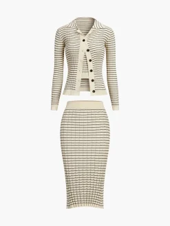 COMMENSE Musical Notation Stripe Three Piece Set* Sweater Tops|Long Sleeve Sets