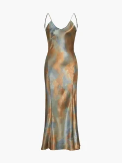 COMMENSE Neptune Satin Open Back Long Dress* Casual Dresses|Summer Dresses