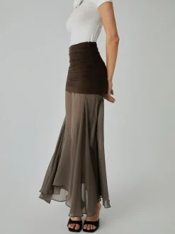 COMMENSE Net Chiffon Patchwork Maxi Skirt* Skirts|Bottoms