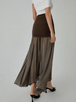 COMMENSE Net Chiffon Patchwork Maxi Skirt* Skirts|Bottoms