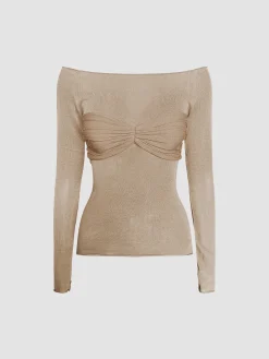COMMENSE Nostalgia Off-Shoulder Mesh Long Sleeve Shirt* Sweater Tops|Sweaters & Cardigans
