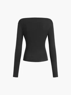 COMMENSE Oblique Off-Shoulder Long Sleeve Blouse* Sweater Tops|Blouses & Shirts