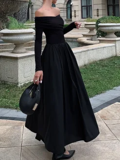 COMMENSE Off Shoulder Criss Cross Long Dress* Casual Dresses|Cocktail & Party Dresses