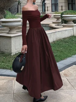COMMENSE Off Shoulder Criss Cross Long Dress* Casual Dresses|Cocktail & Party Dresses