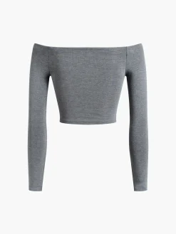 COMMENSE Off Shoulder Crop Long Sleeve Crop Shirt* Sweater Tops|Crop Tops