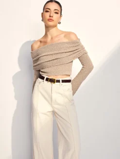 COMMENSE Off Shoulder Plain Knit Top* Sweater Tops|Sweaters & Cardigans