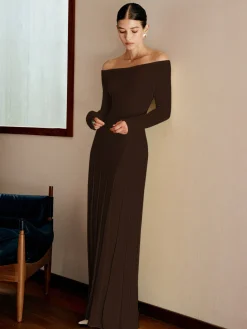 COMMENSE Off Shoulder Pleated  Sweater Dress* White Dresses|Black Dresses
